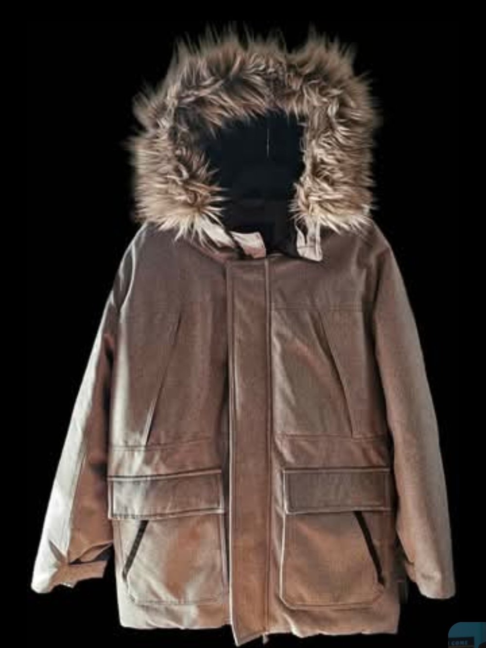 American Eagle Men’s Large Gray Faux Fur Hooded Winter Parka Coat